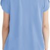 Women's Casual Round Neck Basic Pleated Tops Short Sleeve Loose Fit Curved Keyhole Back Chiffon Blouses Tshirts
