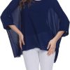 Women Chiffon Blouse Floral Batwing Sleeve Beach Cover Loose Tunic Shirt Tops