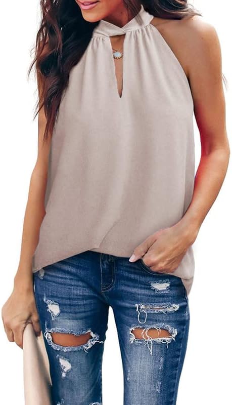 51p8mDJbfNL._AC_bef1cef0-c1b2-4827-abea-82d4dfb72080.jpg Womens Casual Sleeveless Shirts Halter Neck Leopard Print Tank Top and Blouses