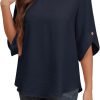 Women's 2024 Summer Chiffon Blouses Bell Short Sleeve Tshirts Casual Loose Flowy Dressy Work Tops for Leggings Blouse