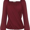 Women's Lantern Long Sleeve Tops 2024 Casual Loose Chiffon Shirts Criss Cross Ruffle Pleated Blouses