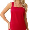 Blouse Tank Tops for Women Casual Summer Square Neck Chiffon Blouse Loose Flowy Sleeveless Tunic Shirts