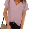 Women V Neck Chiffon Blouse Short Sleeve Summer Casual Loose Shirt Tops