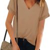 Women V Neck Chiffon Blouse Short Sleeve Summer Casual Loose Shirt Tops