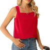 Blouse Tank Tops for Women Casual Summer Square Neck Chiffon Blouse Loose Flowy Sleeveless Tunic Shirts