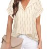 Women's Short Sleeve Chiffon Blouses for Office Work Business Attire Collared Shirts