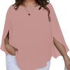 Women Summer Batwing Sleeve Chiffon Tunic Tops Dressy Scoop Neck Casual Loose Flowy Shirts