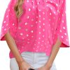 Women's Chiffon Blouse 3/4 Sleeve Crew Neck Loose Tops Casual Blouses Shirt