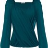 Women's Lantern Long Sleeve Tops 2024 Casual Loose Chiffon Shirts Criss Cross Ruffle Pleated Blouses