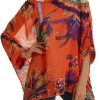 Women Chiffon Blouse Floral Batwing Sleeve Beach Cover Loose Tunic Shirt Tops