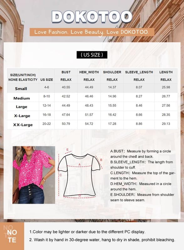 61U-4DZEJqL._AC.jpg Women's Casual V Neck Alicia Floral Print Smocked Short Sleeve Chiffon Blouses Bohemian Top Shirts