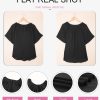 Womens Chiffon Blouses Casual Solid Bell Sleeve Shirt Loose V Neck Pleated Tunic Tops