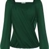 Women's Lantern Long Sleeve Tops 2024 Casual Loose Chiffon Shirts Criss Cross Ruffle Pleated Blouses