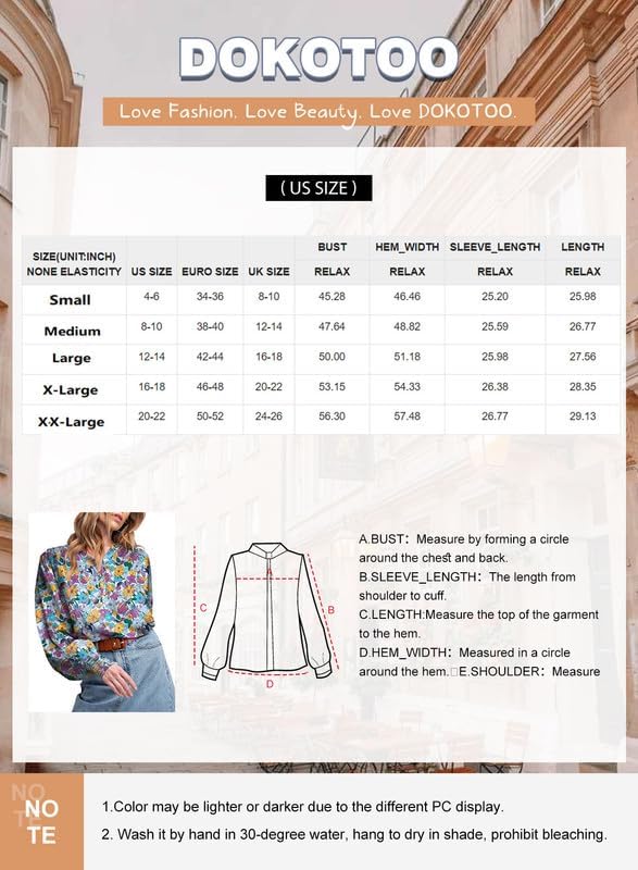 61cX0RVZzdL._AC.jpg Women's Casual V Neck Easel Floral Print Long Sleeve Blouses Smocked Button Down Shirts Bohemian Top