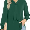 Women's Fall Long Sleeve Chiffon Blouse Winter V-Neck Tunic Tops Business Shirt