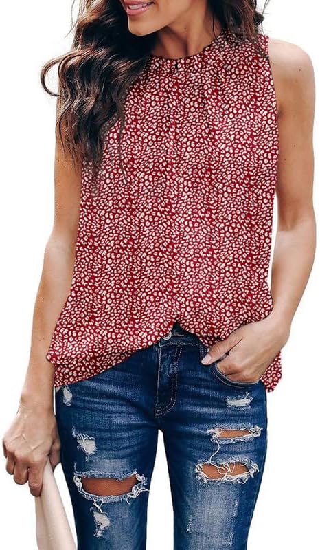 61puaMuBdEL._AC_98f98985-42c5-4a0e-afdb-b52ce7fca5b6.jpg Womens Casual Sleeveless Shirts Halter Neck Leopard Print Tank Top and Blouses