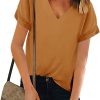 Women V Neck Chiffon Blouse Short Sleeve Summer Casual Loose Shirt Tops