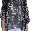 Women Chiffon Blouse Floral Batwing Sleeve Beach Cover Loose Tunic Shirt Tops