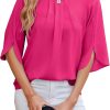 Women's Chiffon Blouse 3/4 Sleeve Crew Neck Loose Tops Casual Blouses Shirt