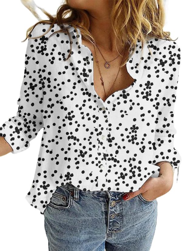 Women's Casual V Neck Alicia Floral Print Roll Up Long Sleeve Chiffon Button Down Blouses Bohemian Top Shirts