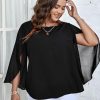 Women Summer Batwing Sleeve Chiffon Tunic Tops Dressy Scoop Neck Casual Loose Flowy Shirts