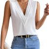 Sleeveless Chiffon Tops for Women Summer Triple V-neck T Shirts Business Office Dressy Outfit Blouse