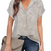 Women's Short Sleeve Chiffon Blouses for Office Work Business Attire Collared Shirts