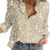 Women's Casual V Neck Alicia Floral Print Roll Up Long Sleeve Chiffon Button Down Blouses Bohemian Top Shirts
