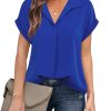 Women's Short Sleeve Chiffon Blouses for Office Work Business Attire Collared Shirts