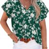 Womens 2024 Summer Tunic Tops Casual Short Sleeve Blouses V Neck Dressy Chiffon Boho Tshirts