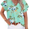 Womens 2024 Summer Tunic Tops Casual Short Sleeve Blouses V Neck Dressy Chiffon Boho Tshirts