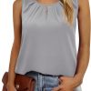 Women's Sleeveless Chiffon Tank Top Double Layers Keyhole Back Blouse Tunic S-XXL