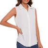 Womens Sleeveless Button Down Shirt Classic Collared Blouse Basic Tank Tops Work Office Chiffon Tops