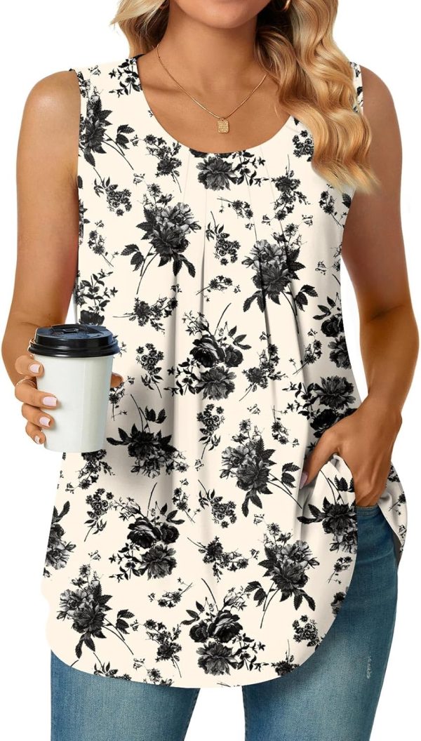 Women's Dressy Chiffon Blouses Crew Neck Sleeveless Tunic Tops Office Cute Work Shirts 2024 Summer Casual Tank Tops