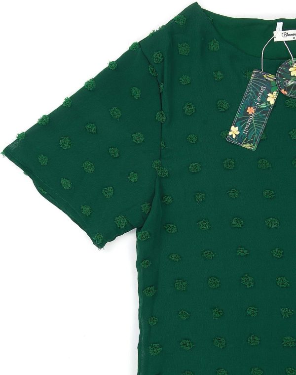 Womens Chiffon Blouse Summer Casual Round Neck Short Sleeve Pom Pom Shirts Top