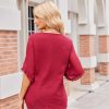 Womens 3/4 Ruffle Sleeve Tops Double Layer Chiffon Blouses Scoop Neck Flowy Tops Elegant Summer Shirt Tunic