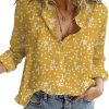 Women's Casual V Neck Alicia Floral Print Roll Up Long Sleeve Chiffon Button Down Blouses Bohemian Top Shirts