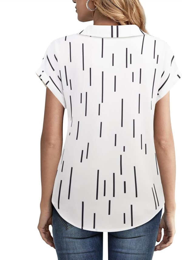 Women's Short Sleeve Chiffon Blouses for Office Work Business Attire Collared Shirts