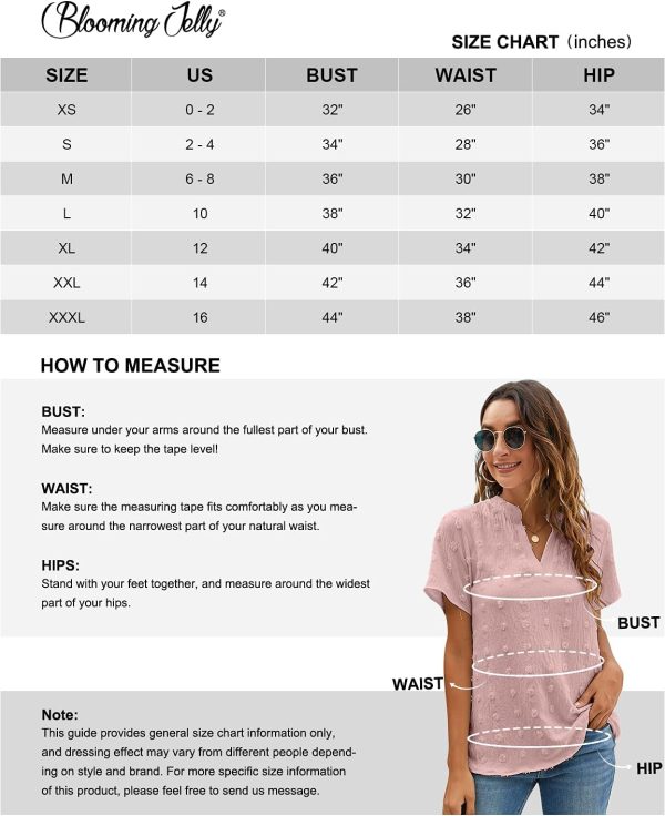 Womens White Chiffon Blouses Short Sleeve V Neck Shirts Summer Casual Polka Dot Tops