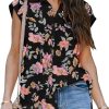 Women's V Neck Short Sleeve Button Down Shirts Casual Chiffon Blouses Tops