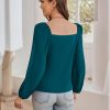 Women's Lantern Long Sleeve Tops 2024 Casual Loose Chiffon Shirts Criss Cross Ruffle Pleated Blouses