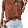 Short Sleeve Blouses for Women 2024 Summer Western Chiffon Shirts Dressy Casual Pearl Tops