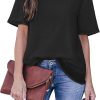 Womens Chiffon Blouse Summer Casual Round Neck Short Sleeve Pom Pom Shirts Top