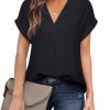 Women's Short Sleeve Chiffon Blouses for Office Work Business Attire Collared Shirts