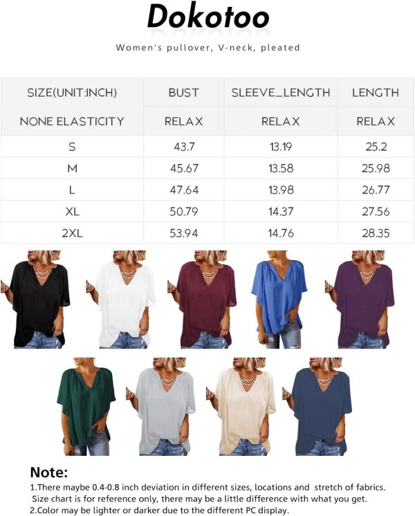 71rhNZTwPkL._AC_SL1500.jpg Womens Chiffon Blouses Casual Solid Bell Sleeve Shirt Loose V Neck Pleated Tunic Tops