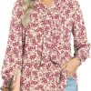 Women's Fall Long Sleeve Chiffon Blouse Winter V-Neck Tunic Tops Business Shirt