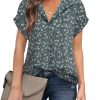 Women's Short Sleeve Chiffon Blouses for Office Work Business Attire Collared Shirts