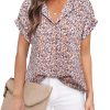 Women's Short Sleeve Chiffon Blouses for Office Work Business Attire Collared Shirts