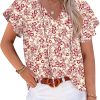 Womens 2024 Summer Tunic Tops Casual Short Sleeve Blouses V Neck Dressy Chiffon Boho Tshirts