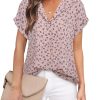 Women's Short Sleeve Chiffon Blouses for Office Work Business Attire Collared Shirts
